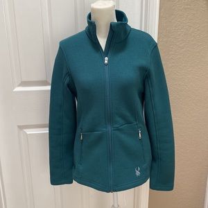 SPYDER Women’s Teal Green Full Zip Core Sweater Fleece Lined Jacket Size M Ski